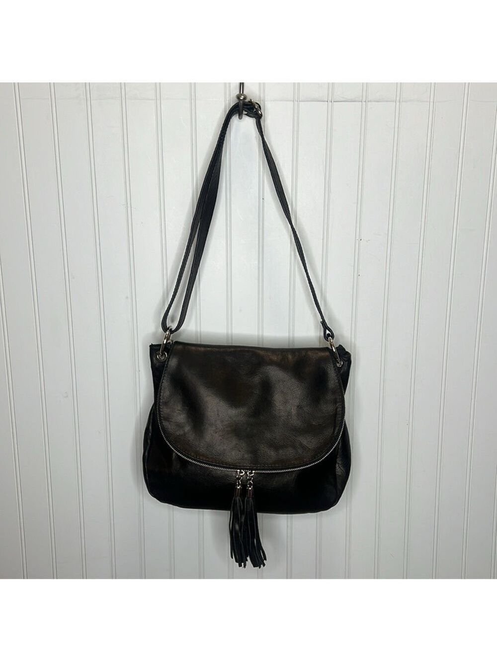- Mila Blue Leather Saddle Bag